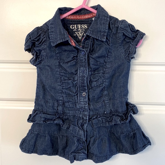 Guess Jean Ruffle Dress - Picture 1 of 6